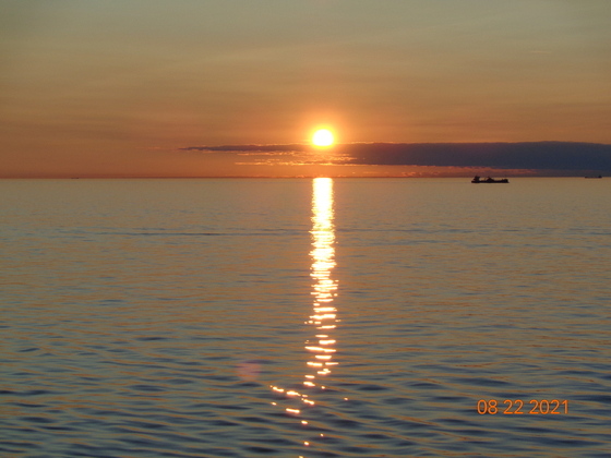 Sonnenuntergang Ostsee mit MSC